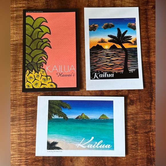 Lacey Artworks Kailua Postcard and Sticker Bundle Pack, Pack of 7 - Picture 2 of 4